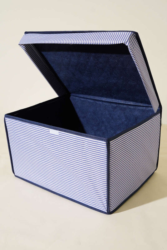 حقيبة تخزين ماكسي بغطاء مخطط باللون الأزرق الداكن