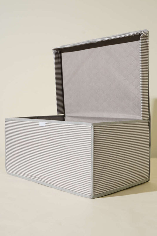 Striped Lid Mega Box Storage Bag Gray