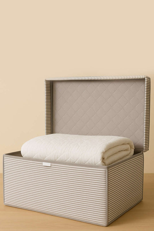Striped Lid Mega Box Storage Bag Gray