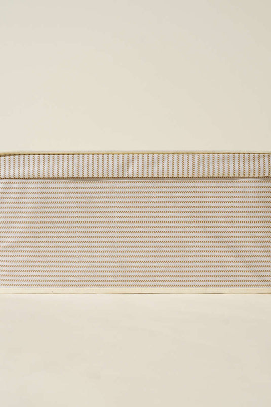 Striped Lid Mega Box Storage Bag Cream