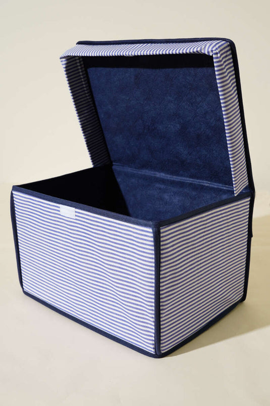 Gestreepte deksel mini-box opbergtas marineblauw