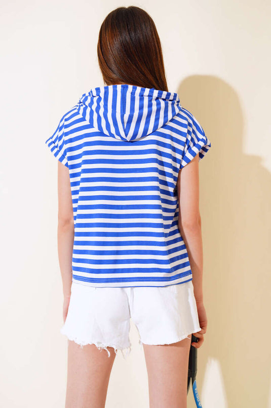 T-shirt à capuche rayé Saks