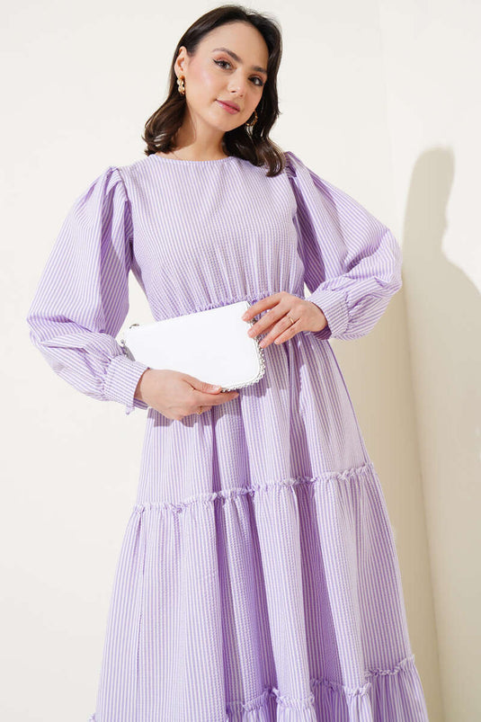 Striped Layered Dress Lilac