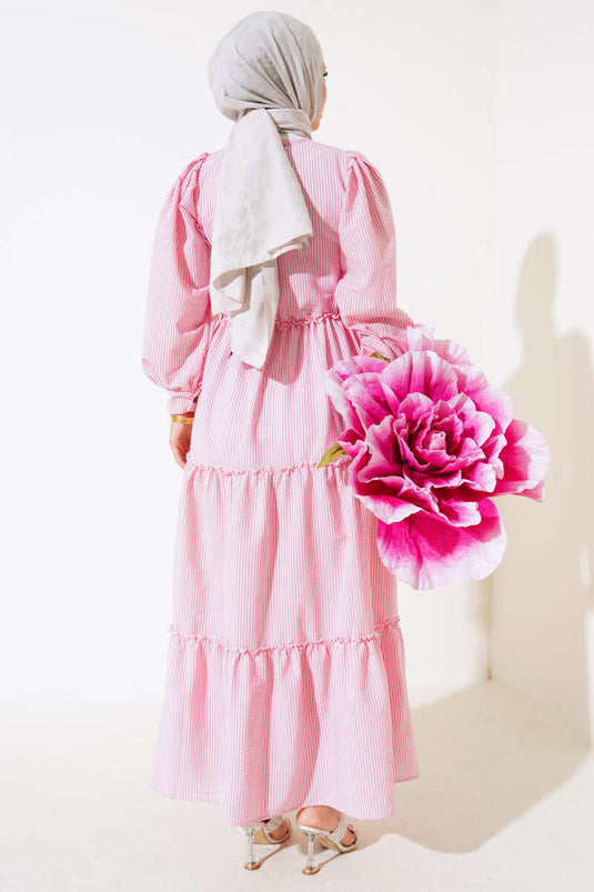 Striped Layered Dress Pink