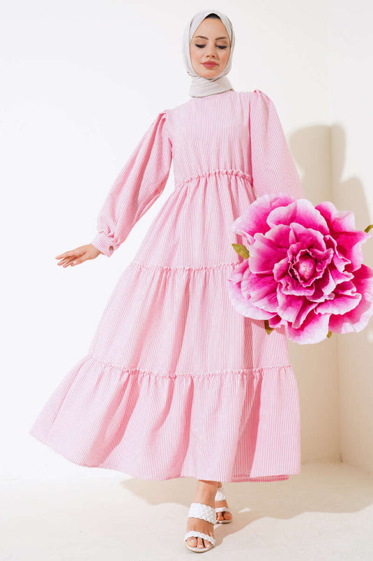 Striped Layered Dress Pink