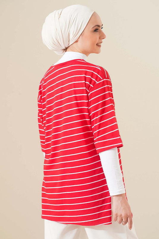 T-shirt Çizgili Kırmızı