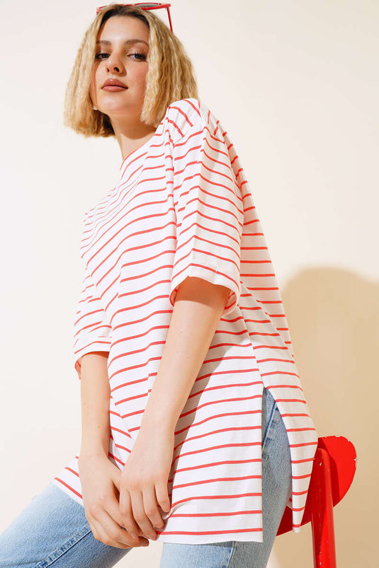 Striped Short Sleeve T-shirt Orange