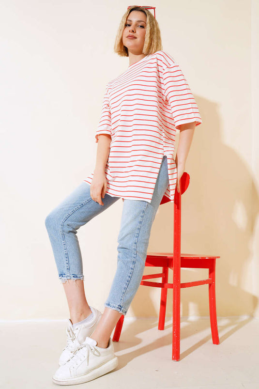 Striped Short Sleeve T-shirt Orange