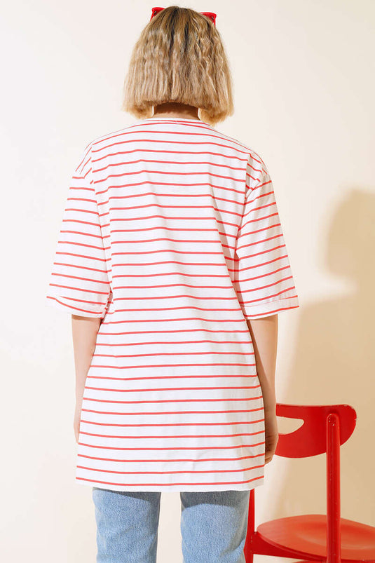 Striped Short Sleeve T-shirt Orange