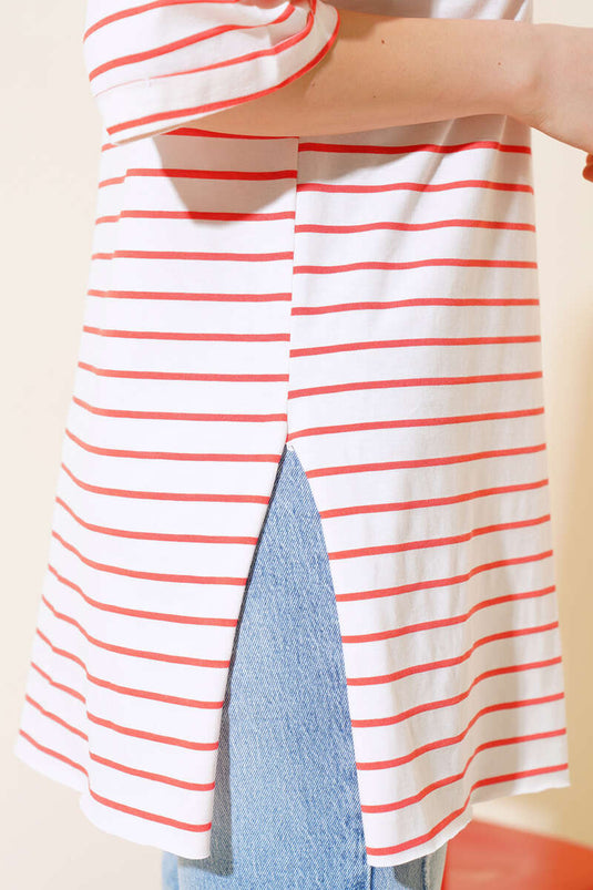 Striped Short Sleeve T-shirt Orange