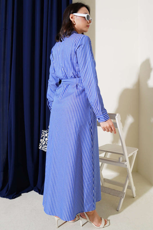 Robe rayée ceinturée en Saxe