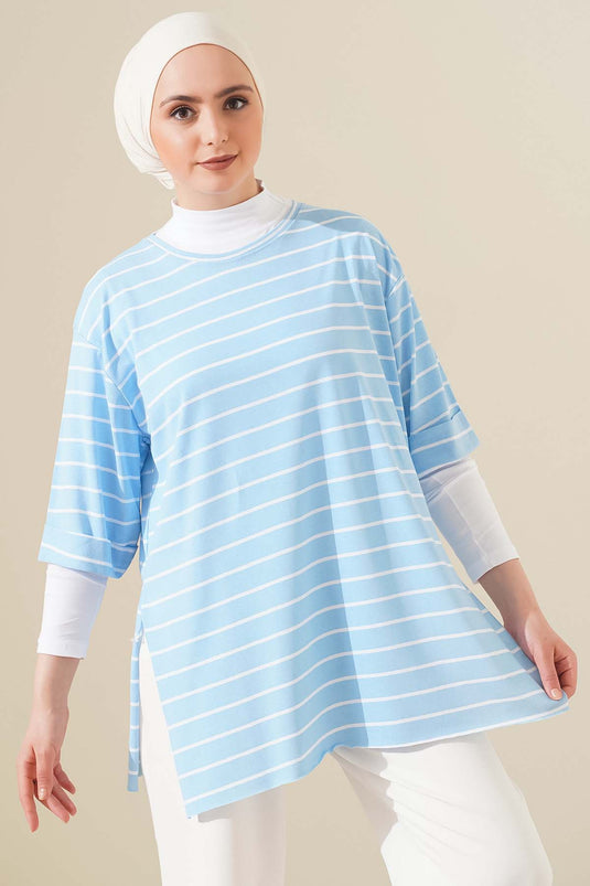 T-shirt Çizgili Mavi