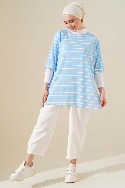 T-shirt Çizgili Mavi