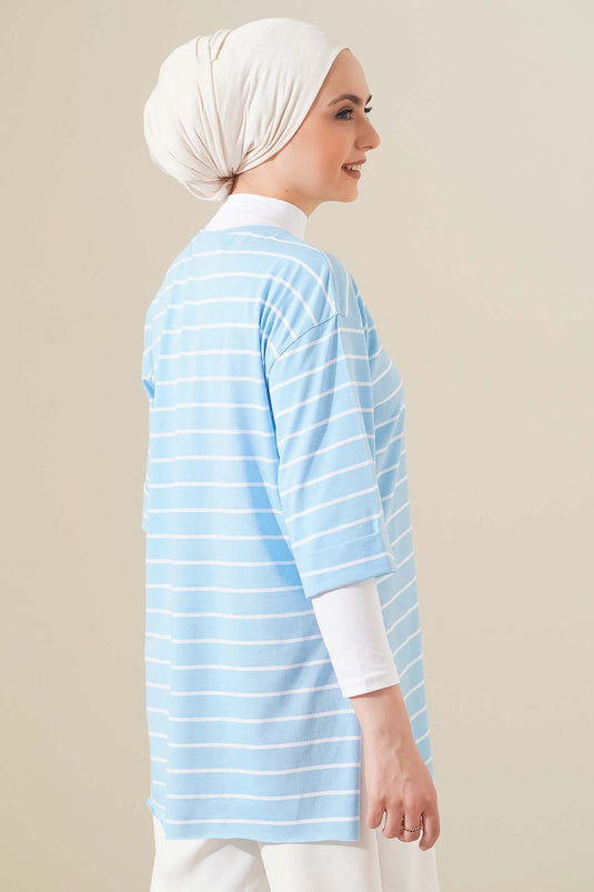 T-shirt Çizgili Mavi