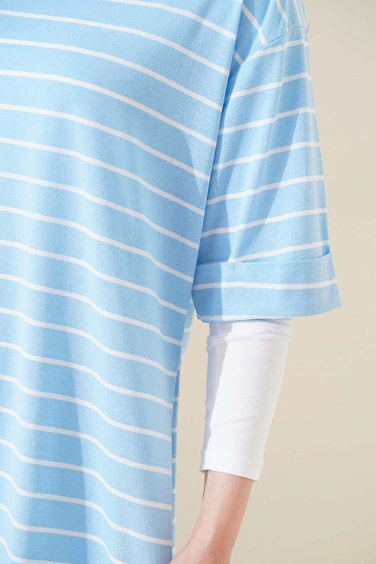 T-shirt Çizgili Mavi