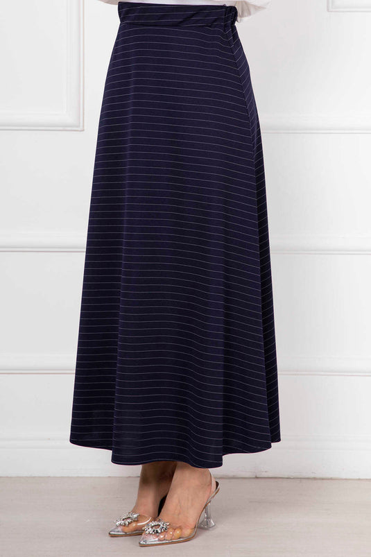 Jupe Hijab Rayée Mevlana Bleu Marine