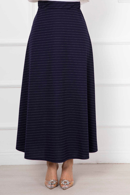 Jupe Hijab Rayée Mevlana Bleu Marine