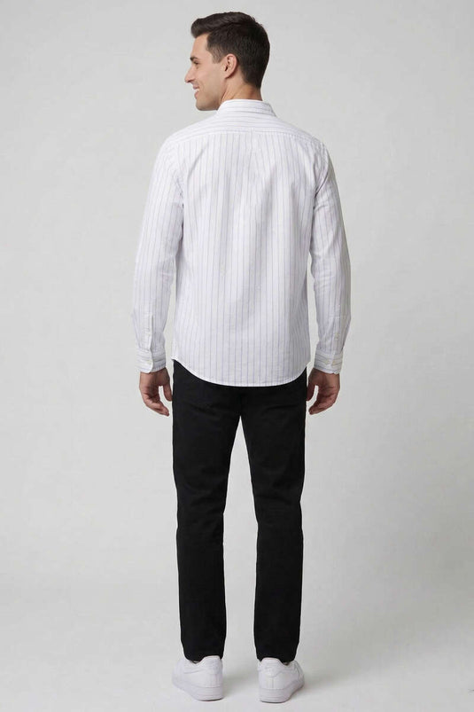 Chemise homme en modal rayée bleu saphir