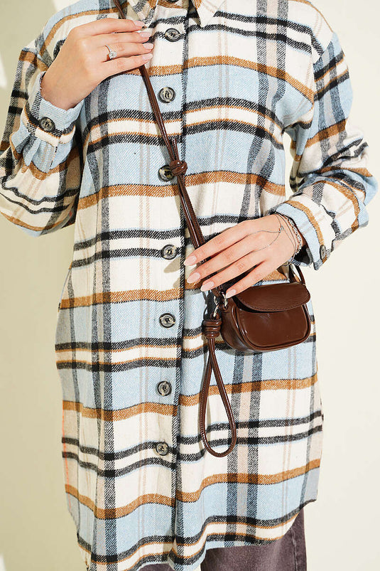 Chemise À Carreaux Rayés Beige