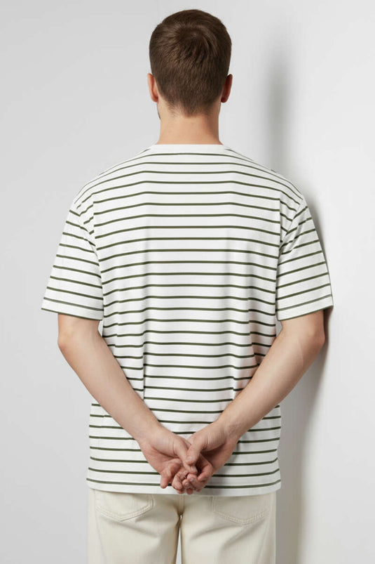Striped Oversized Men's T-shirt in Pistachio Green