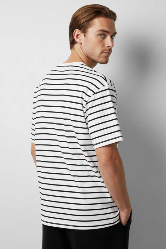 Striped Oversized Men's T-shirt Ecru