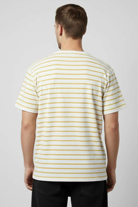 Striped Oversized Men's T-shirt Yellow