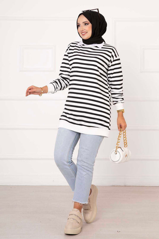 سويت شيرت مخطط أسود