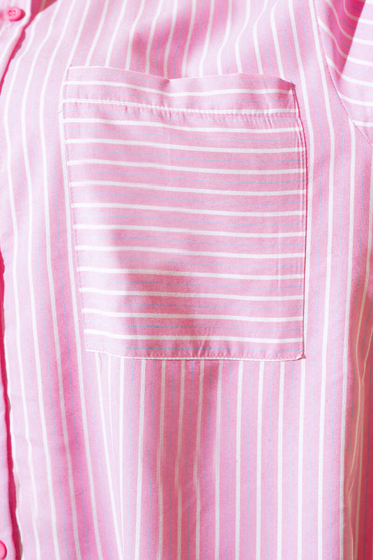 Chemise oversize rayée à poches Tep rose