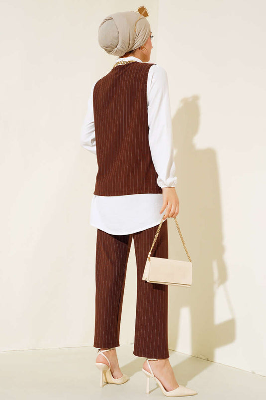 Striped Three-Piece Set Coffee