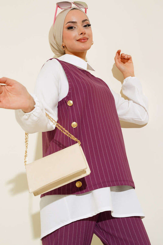 Striped Three-Piece Set Magenta