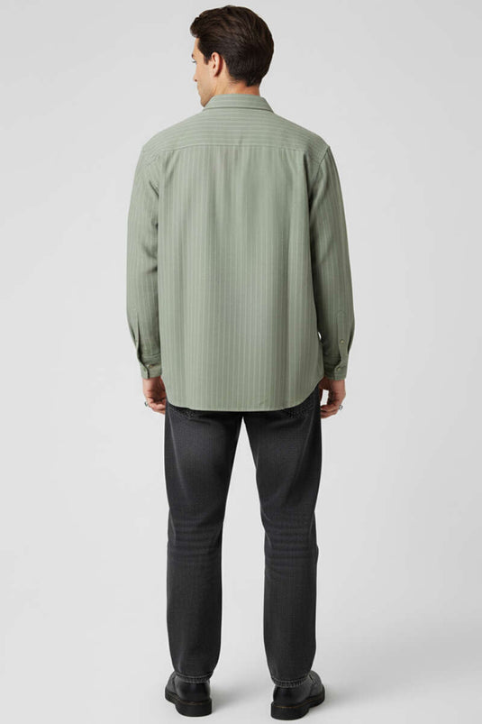 Chemise rayée à manches longues kaki