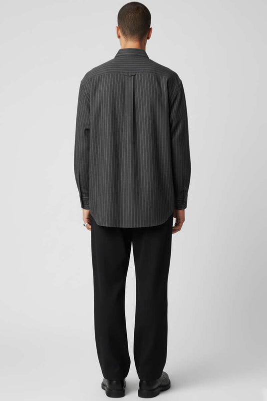 Chemise rayée à manches longues noire