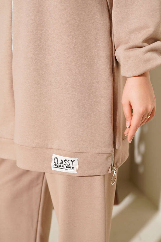 طقم مزدوج راقي مزود بحزام وسحاب بلاتيه