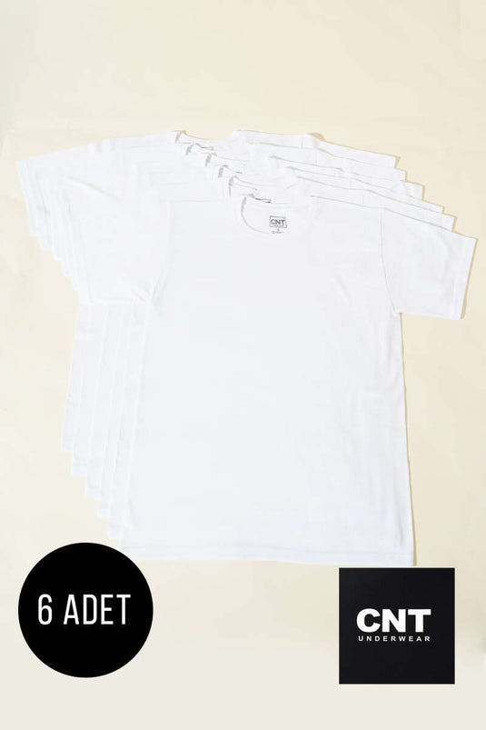 CNT 6'lı Erkek Bisiklet Yaka Fanila Beyaz