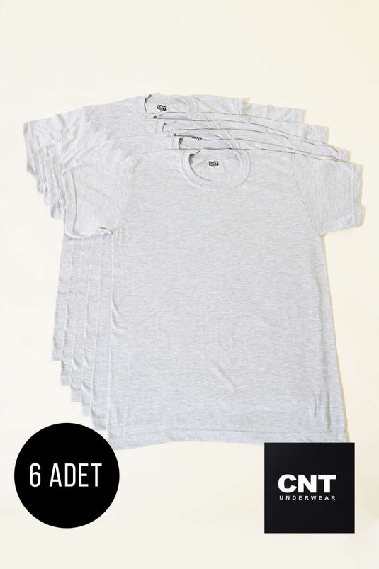 CNT 6-Pack Men's Crew Neck Undershirt Melange Gray