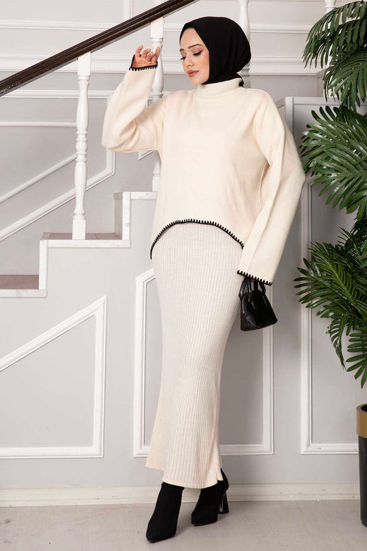 فستان قصير بخياطة الراعي إكرو