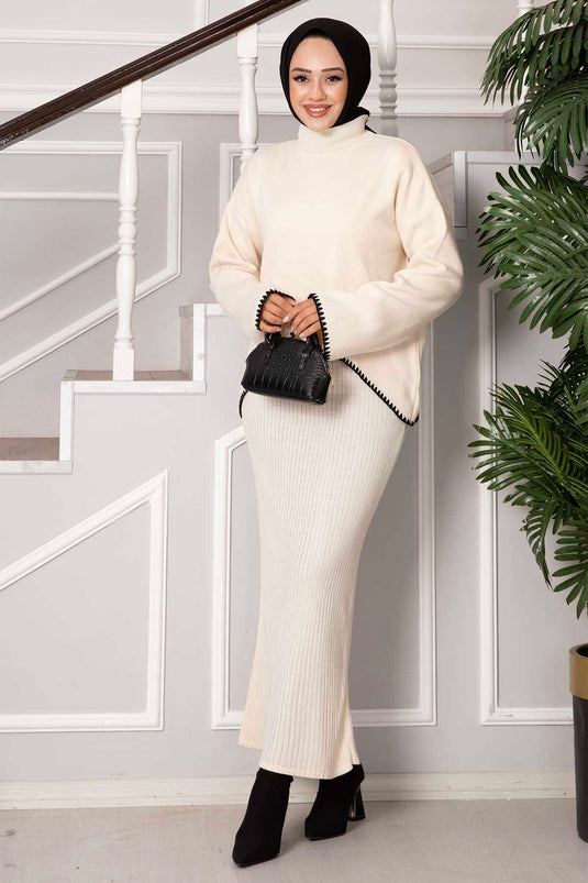 فستان قصير بخياطة الراعي إكرو