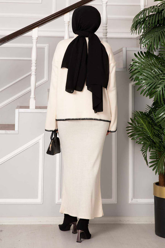 فستان قصير بخياطة الراعي إكرو