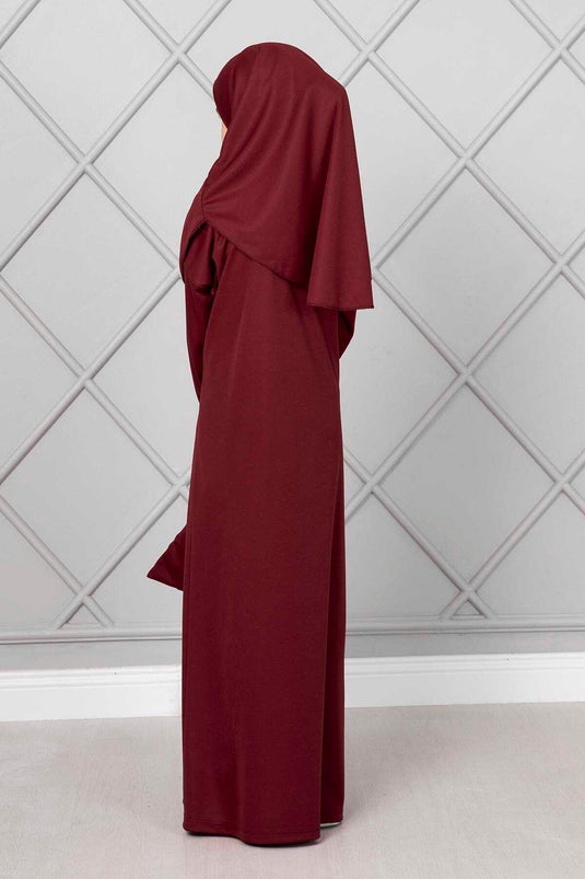 Tesettür Çocuk Namaz Elbisesi Bordo