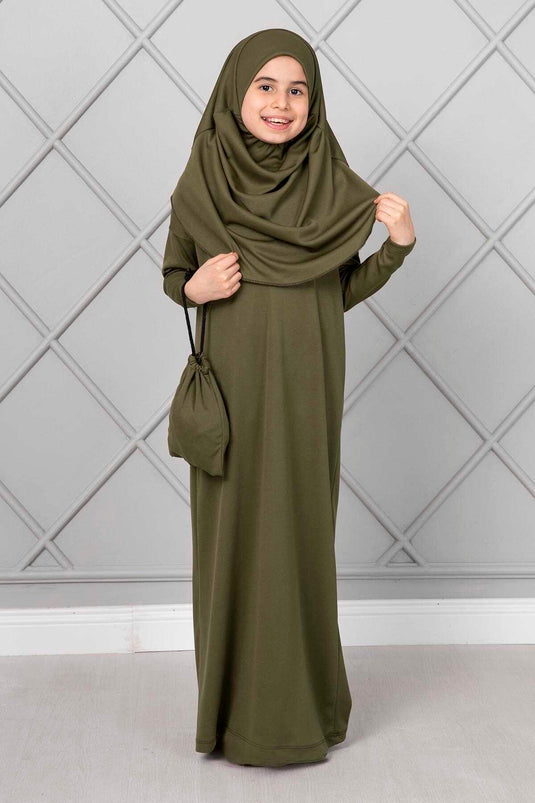 Tesettür Kinder Gebetskleid Khaki