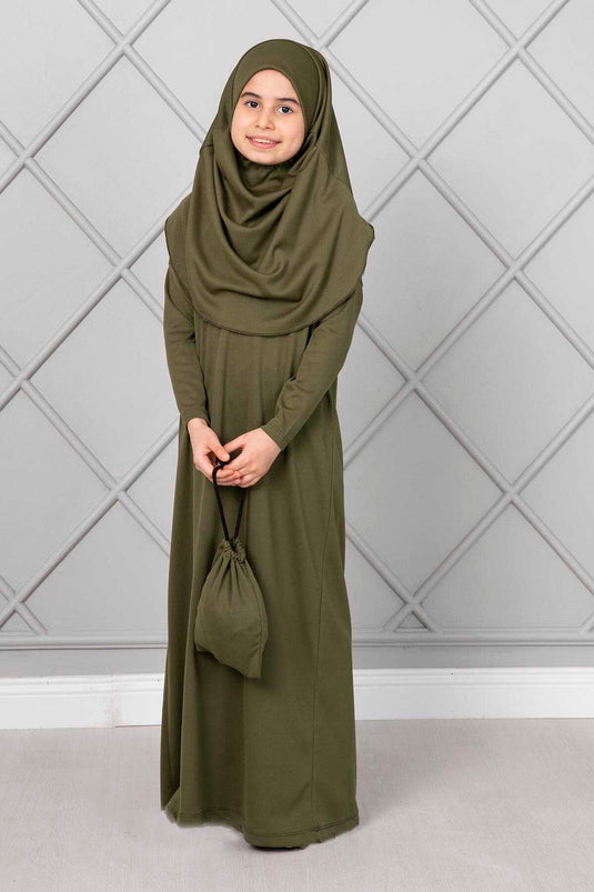 Tesettür Kinder Gebetskleid Khaki