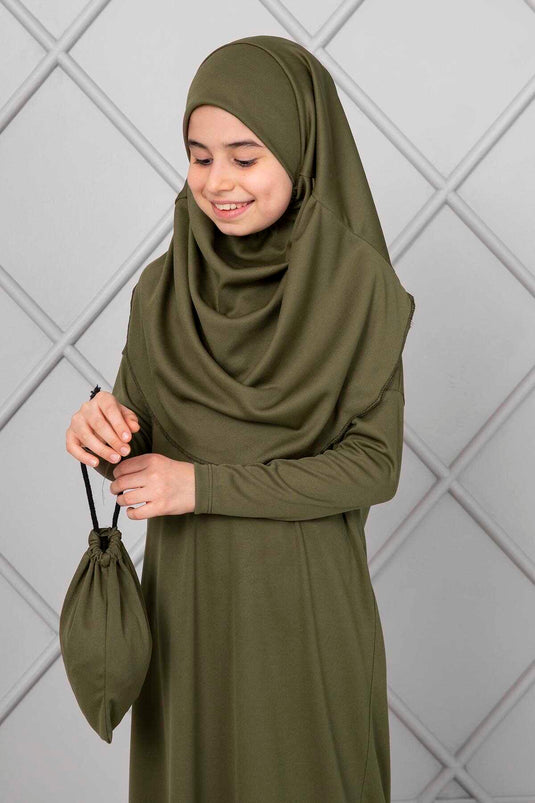 Tesettür Kinder Gebetskleid Khaki