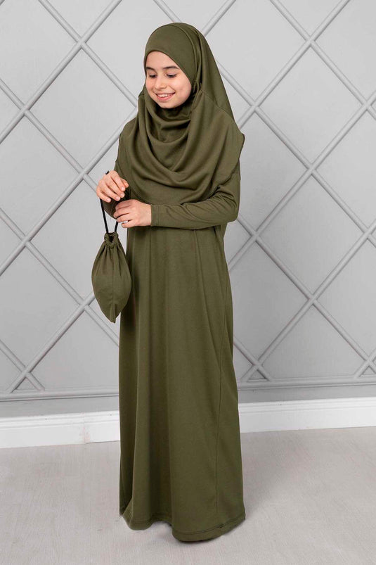 Tesettür Kinder Gebetskleid Khaki