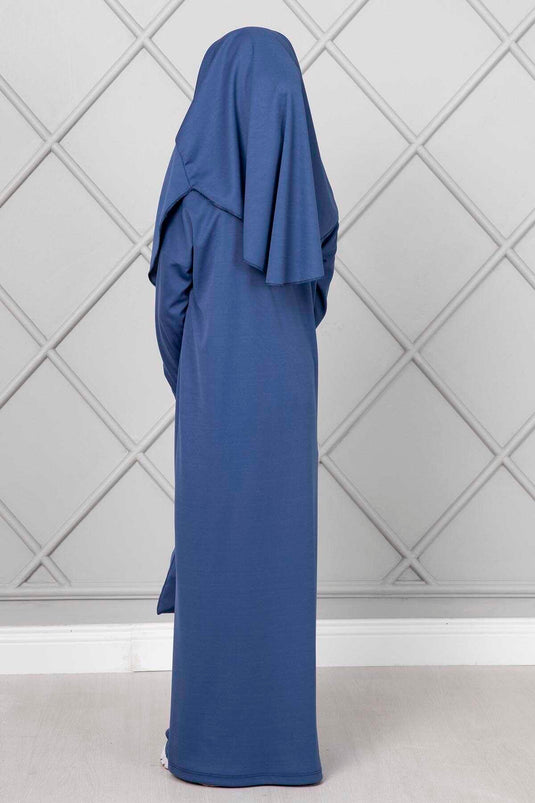 Abito da preghiera per bambini con hijab indaco
