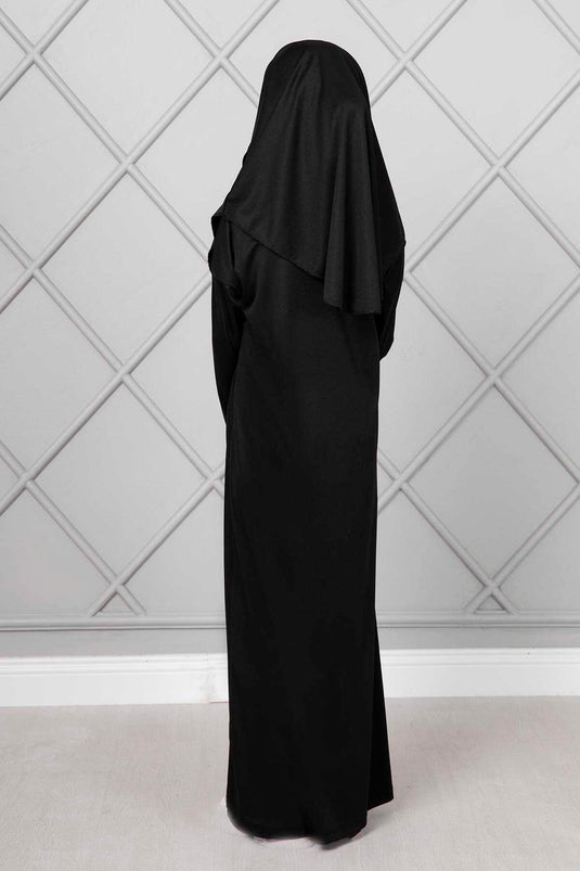 Robe de prière hijab pour enfants noire