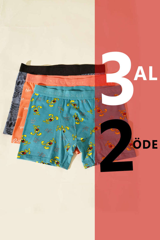 Assortiment de 3 boxers imprimés en lycra Cotboxer 1