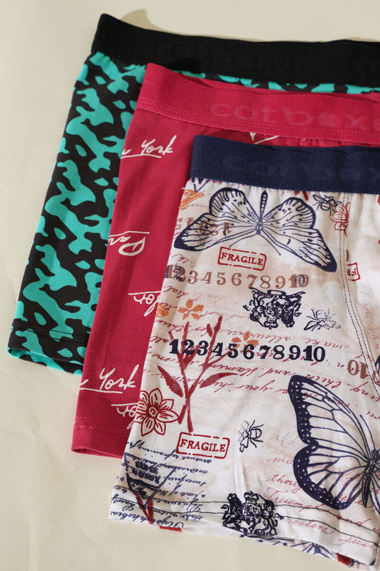 مجموعة سراويل بوكسر مطبوعة من الليكرا من كوت بوكسر، 3 قطع