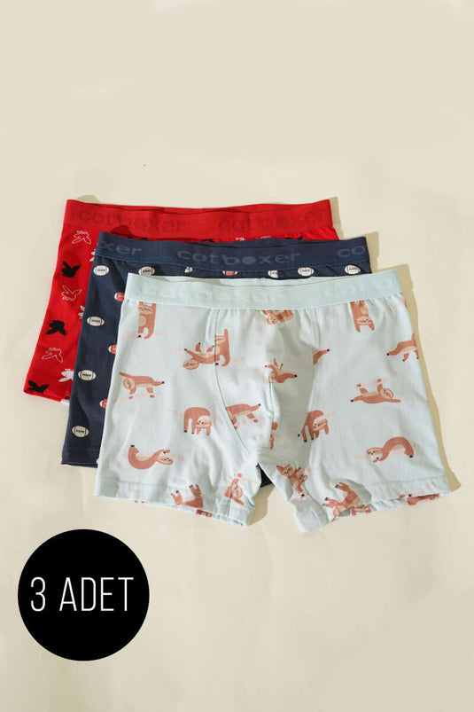 مجموعة سراويل بوكسر مطبوعة من الليكرا من كوت بوكسر، 3 قطع