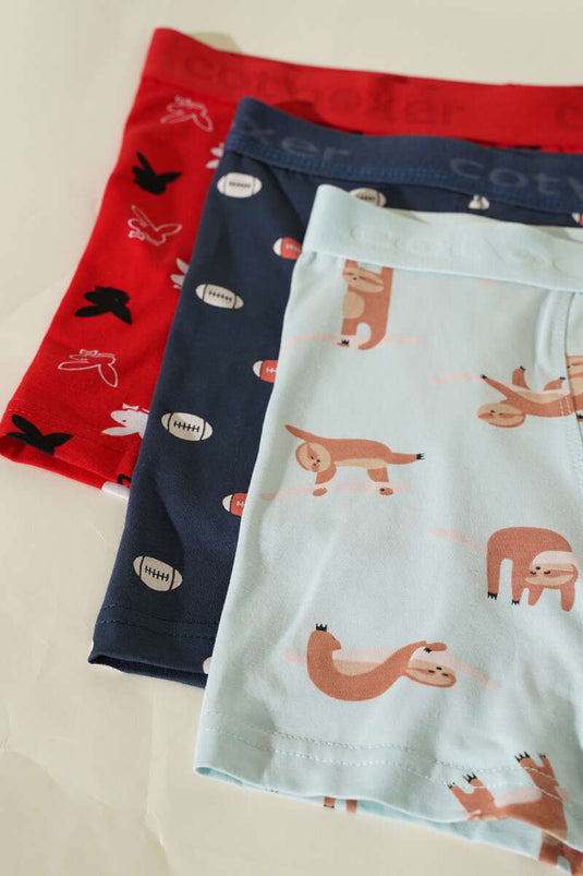 مجموعة سراويل بوكسر مطبوعة من الليكرا من كوت بوكسر، 3 قطع