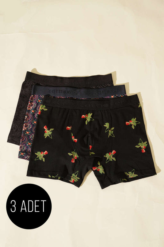 مجموعة سراويل بوكسر مطبوعة من الليكرا من كوت بوكسر، عبوة من 3 قطع